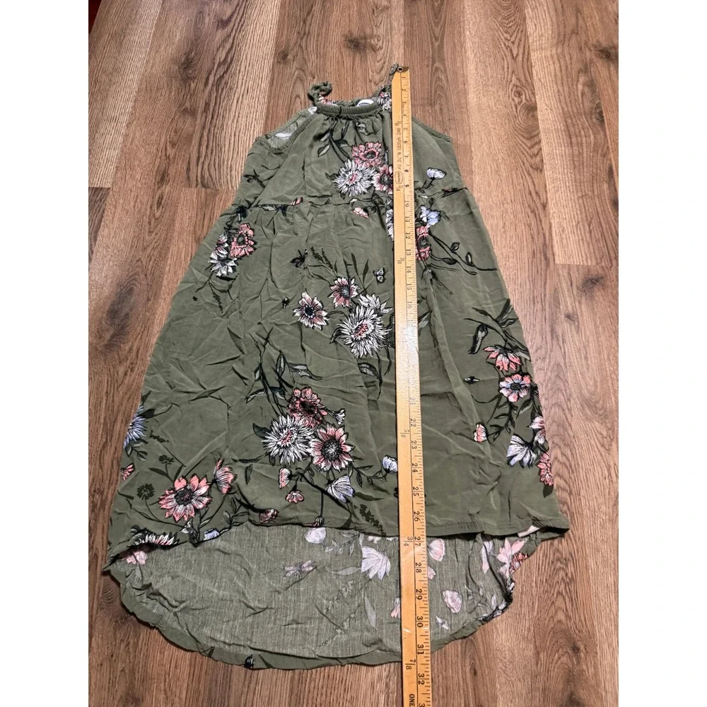 Old Navy Dress Girls Size M (8) Green Maxi High Low Floral Sleeveless Halter